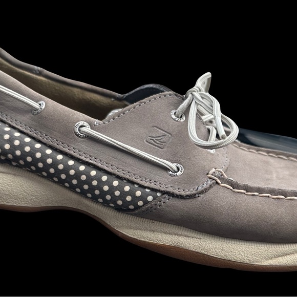 Sperry Top Sider Gray Leather Polka Dot Boat Shoes STS90818 Women's 12 - Picture 2 of 7